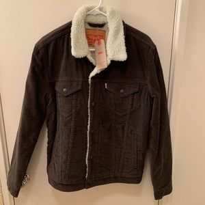 NWT Levi's sherpa-lined jacket, brown, size M